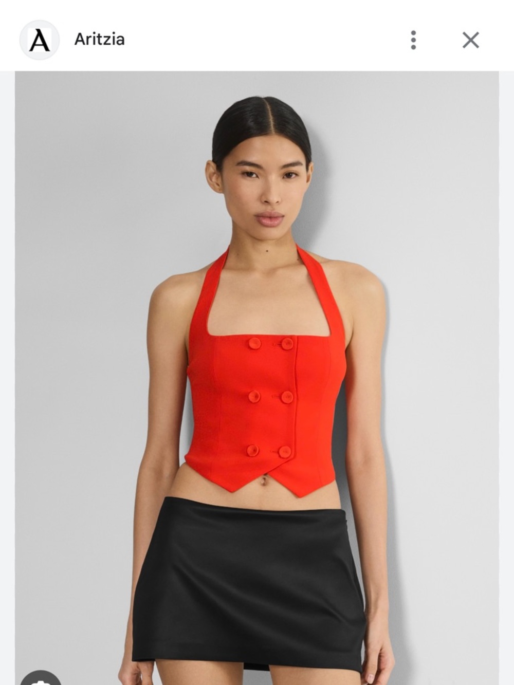 Aritzia Red Halter Double-Breasted Corset Camisole